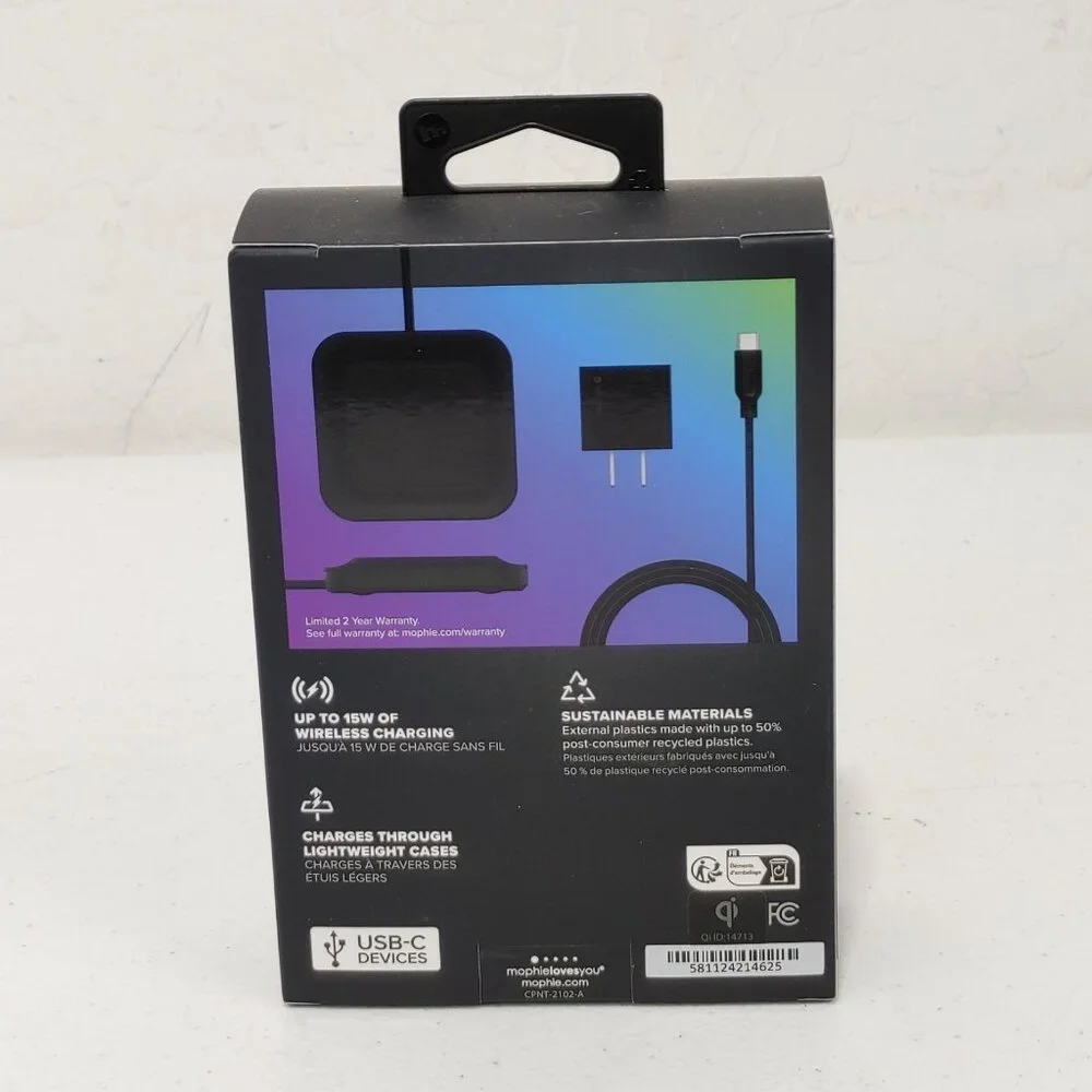 Mophie Universal Wireless Charge Pad - 15W Fast Charging for Qi-Enabled Devices,